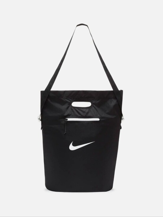 Nike Handbags - Nike Stash Tote Bag w/Pouch, Unisex, Black, Water Repellent White Swoosh